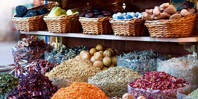 assorted spices, dry fruits and other food products to illustrate new salsa standard