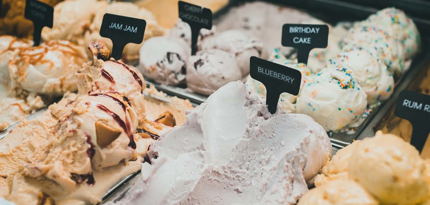 ice cream display to illustrate chilling food